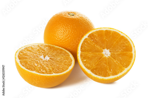 fresh orange fruit isolated on white background with clipping Path