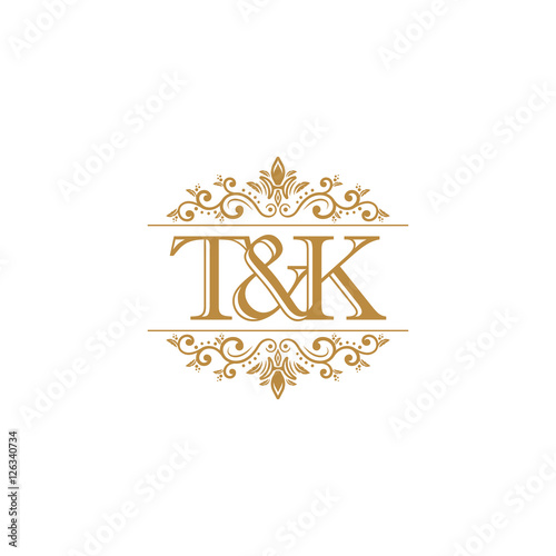 T&K Initial logo. Ornament gold