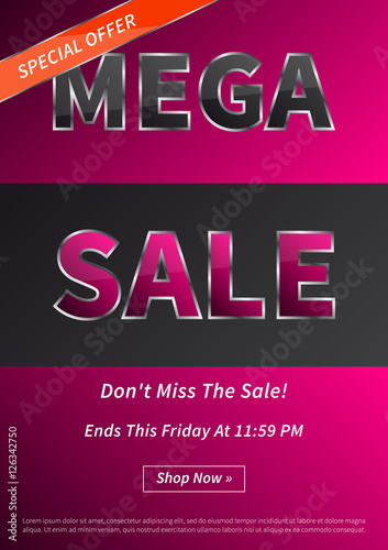 Advertising poster Mega Sale vector template