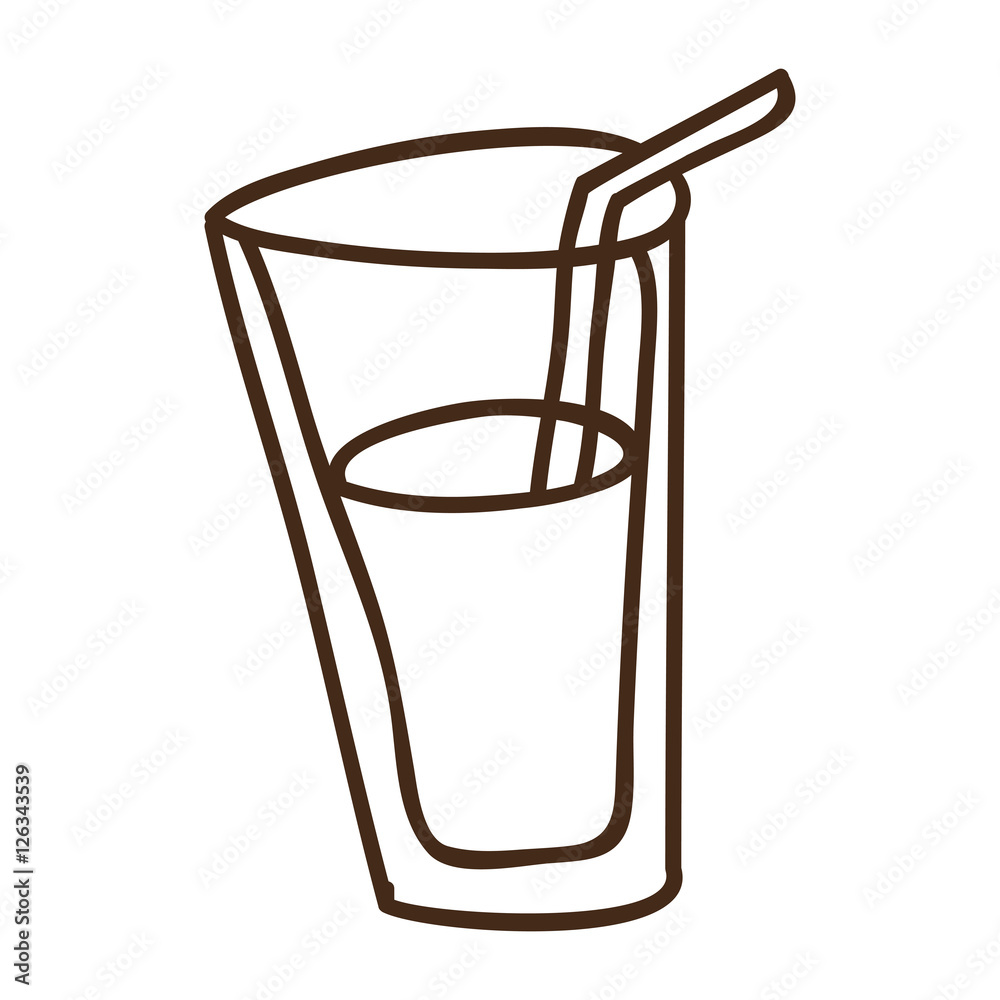 glass with drink with straw icon over white background. draw design. vector illustration glass with drink with straw icon over white background. draw design. vector illustration