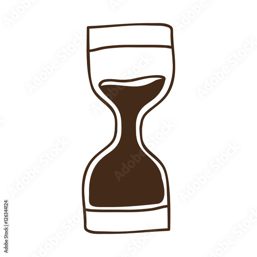 sandclock time device icon over white background. draw design. vector illustration