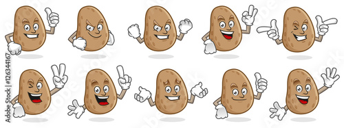 Fotografie, Obraz potato mascot vector pack, potato character set, vector of potato