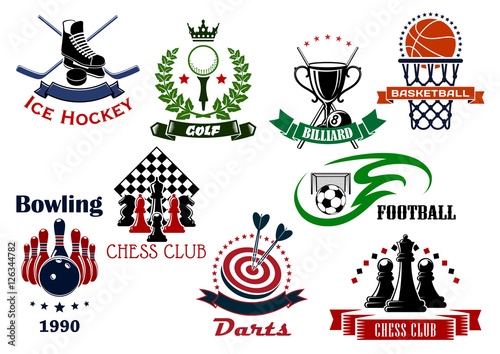 Sport game heraldic icons and symbols