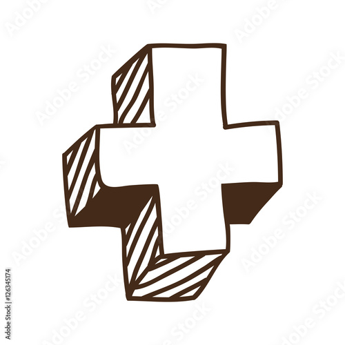 add plus icon over white background. draw design. vector illustration