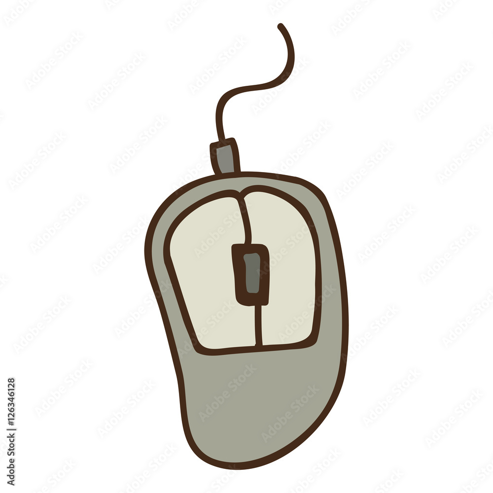 mouse with scroll computer device icon over white background. draw design. vector illustration mouse with scroll computer device icon over white background. draw design. vector illustration