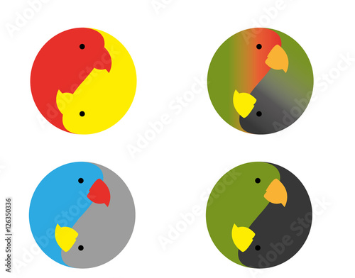 yin-yang logo lovebirds parrots