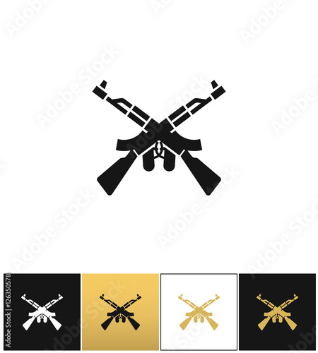 Crossed machine guns like kalashnikov ak47 vector icon