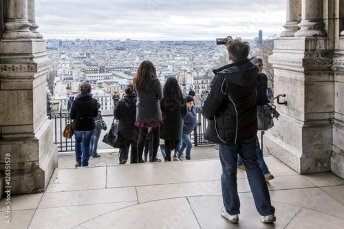 France, Paris, Toursts on the Montmartre. 10/01/2015. photo