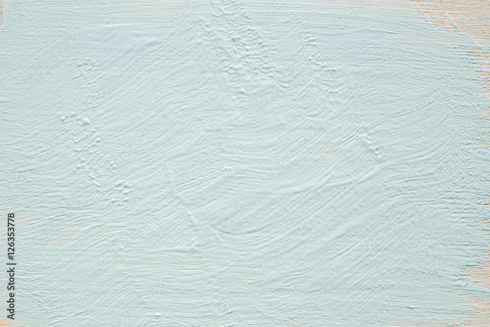 Fototapeta premium Light blue paint on wooden surface