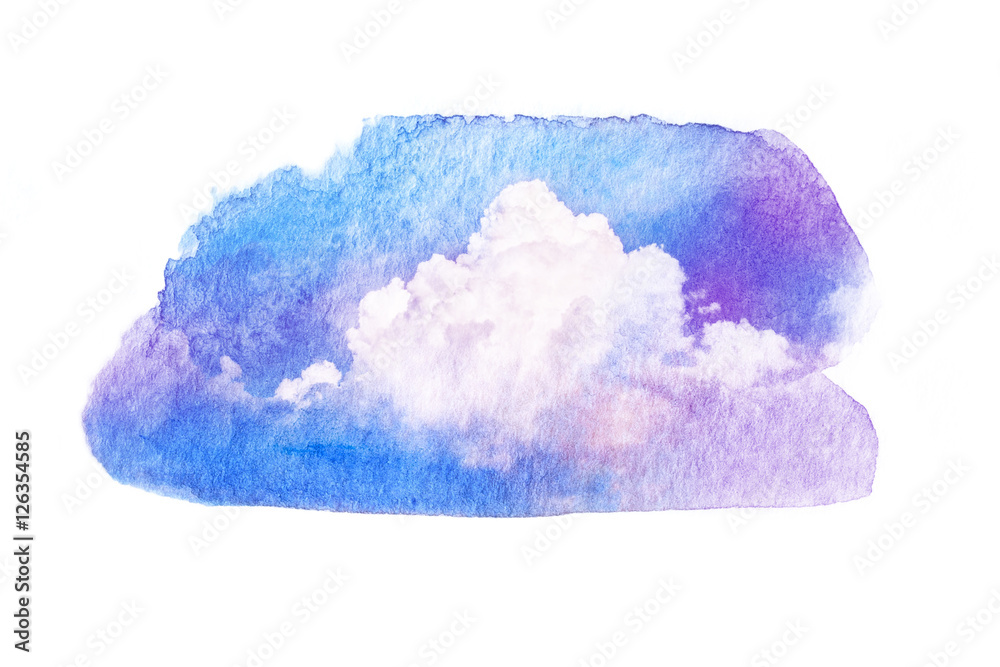 Watercolor illustration of sky with cloud. Watercolor illustration of sky with cloud.