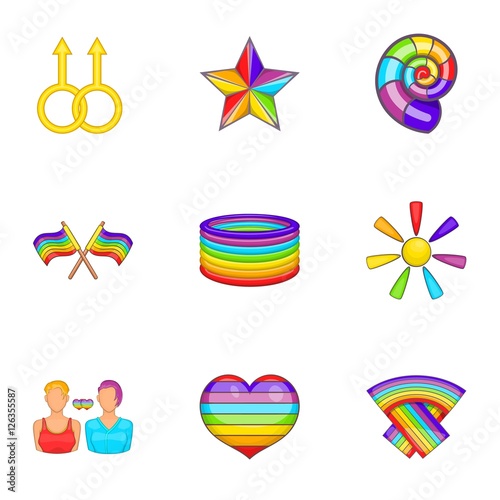 Sexual minorities icons set. Cartoon illustration of 9 sexual minorities vector icons for web