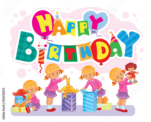 Template for Happy Birthday greeting card.