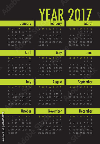 Year 2017 Calendar vector design template