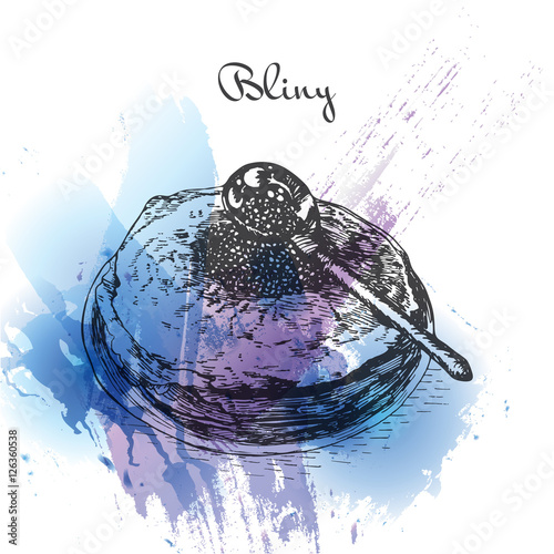 Bliny watercolor effect illustration.
