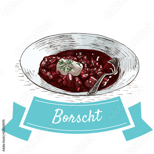 Borscht colorful illustration.