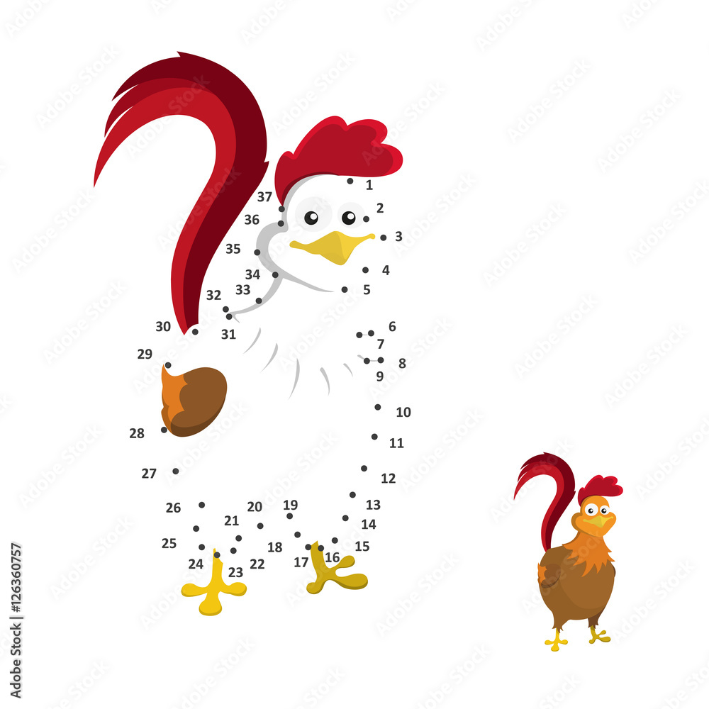 Numbers Game For Children Dot To Dot Education Game Cock In Ca Stock Numbers game for children dot to dot education game cock in ca stock