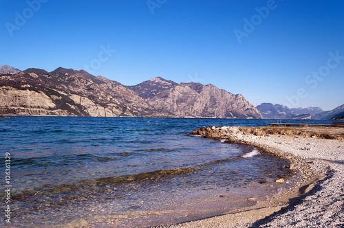 Garda Lake in Winter  Lago di Garda  near Malcesine  Italy