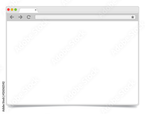 Simple opened browser window on white background with shadow. Br