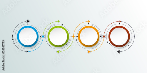 Vector molecule with 3D paper label, integrated circles background. Blank space for content, business, infographic, diagram, digital network, flowchart. Social network connection technology concept