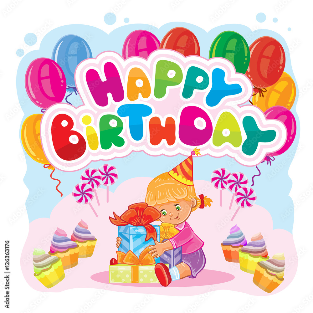Obraz premium Template for Happy Birthday greeting card.