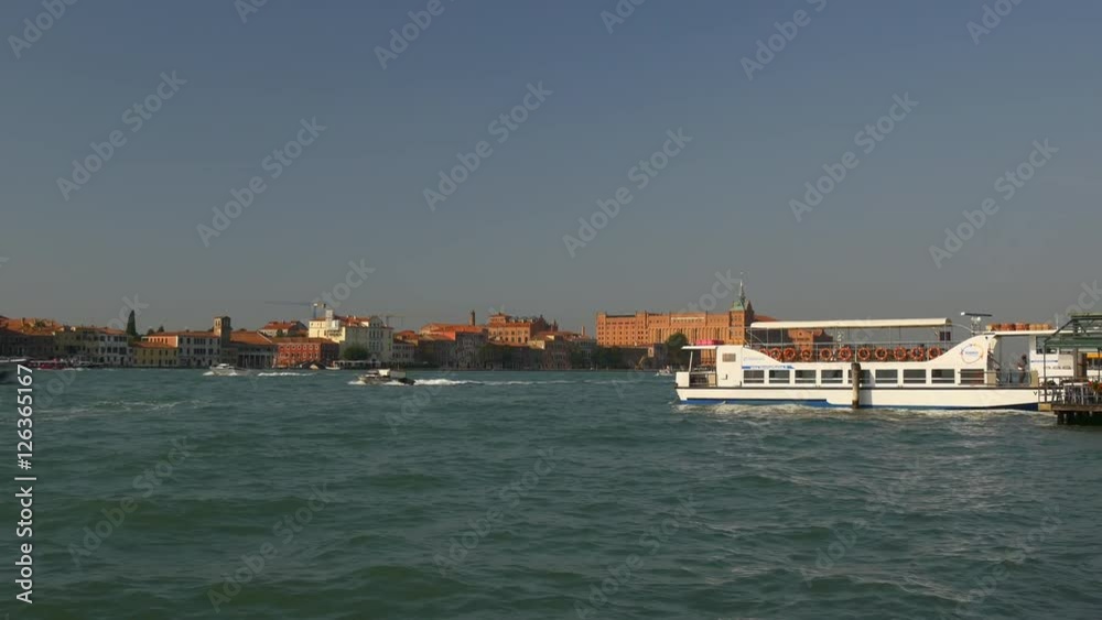 summer morning venice city famous bay walking gulf traffic panorama 4k italy
