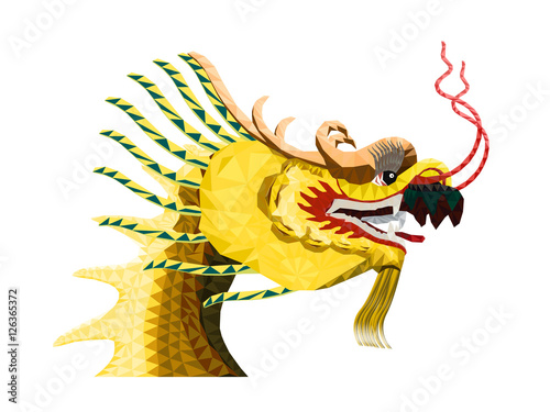 vector illustration Traditional Chinese dragon gold on a white background. Isolated object. Template design is suitable for any illustrations.