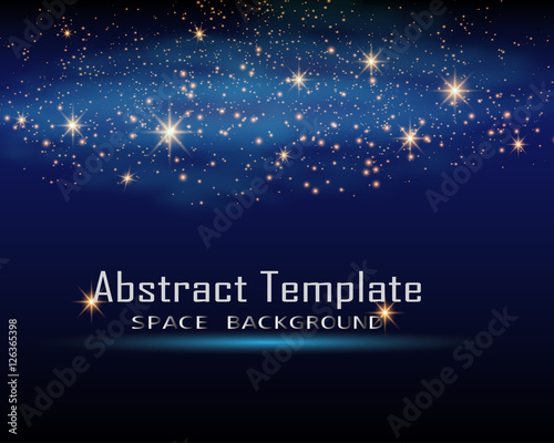 Magic Space. Fairy Dust. Infinity. Abstract Universe Background. Blue Gog and Shining Stars. Vector illustration  photo