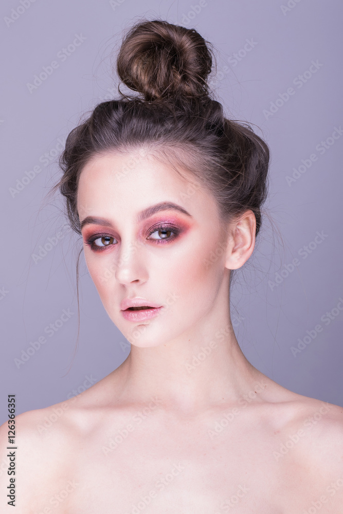 Wonderful portrait of beautiful woman with red make-up. Wonderful portrait of beautiful woman with red make-up.