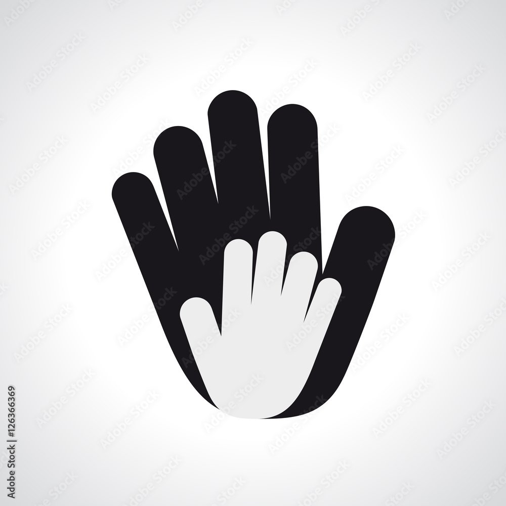 Vector icon two hands, help and solidarity. Father and son. Pedi Vector icon two hands, help and solidarity. Father and son. Pedi