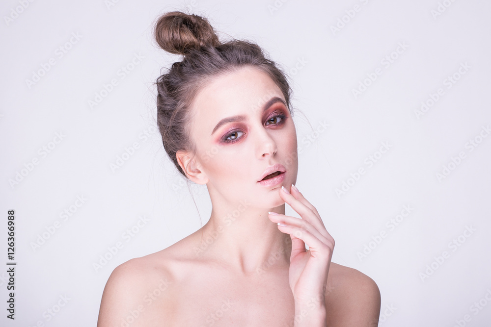 Wonderful portrait of beautiful woman with red make-up. Wonderful portrait of beautiful woman with red make-up.