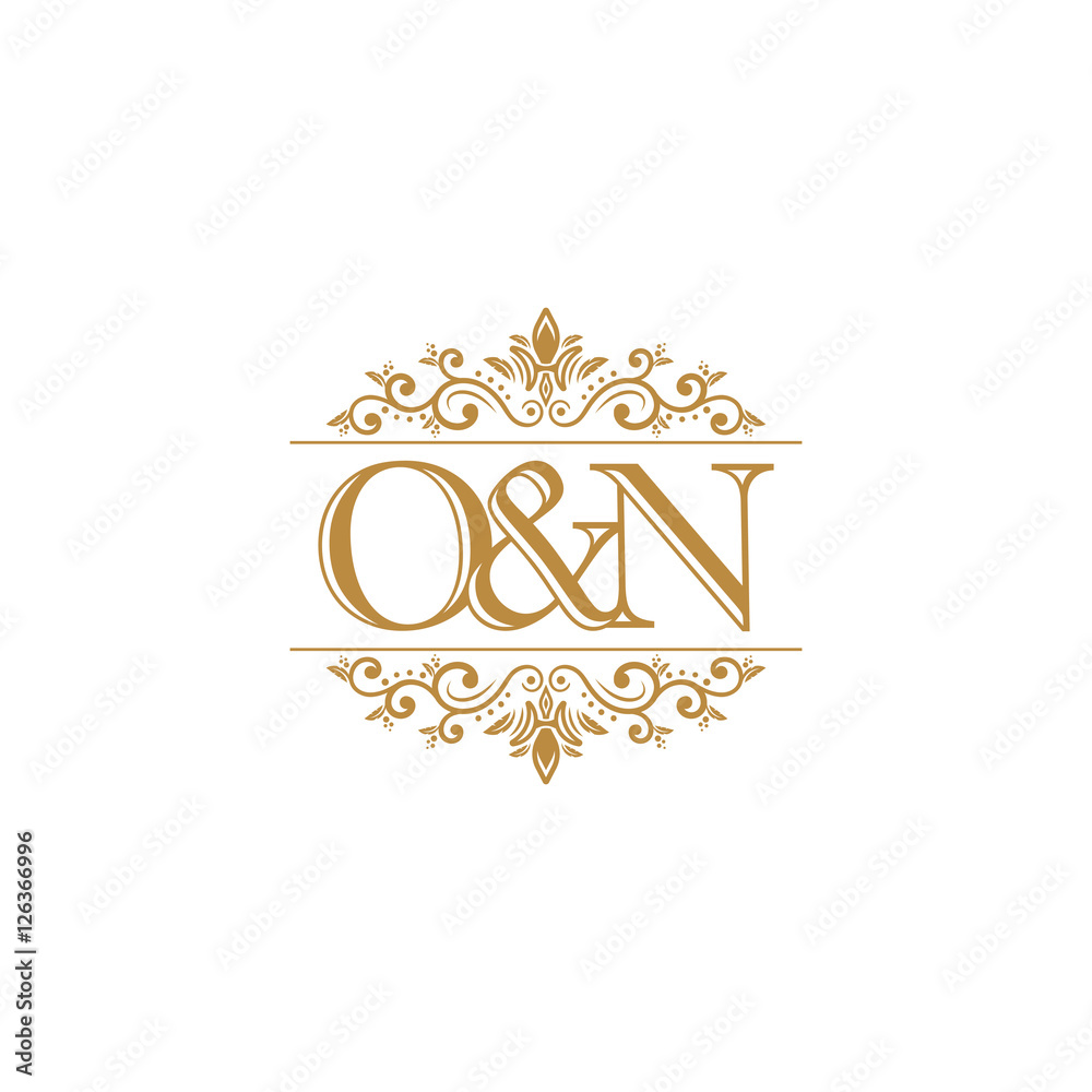O&N Initial logo. Ornament gold Stock-Vektorgrafik