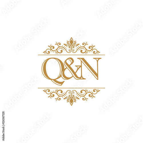 Q&N Initial logo. Ornament gold