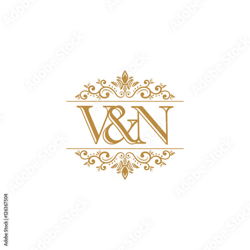 V&N Initial logo. Ornament gold