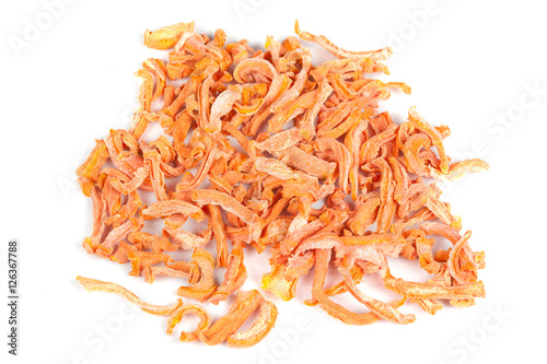 Dried carrots isolated on white background.