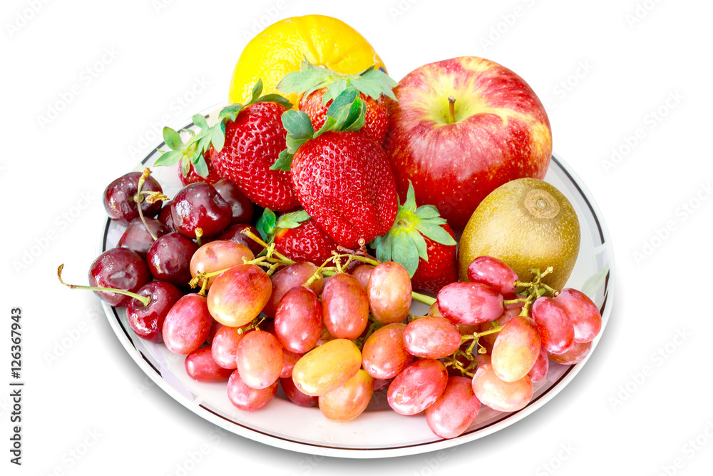 Assortment of exotic fruits isolated on white Assortment of exotic fruits isolated on white