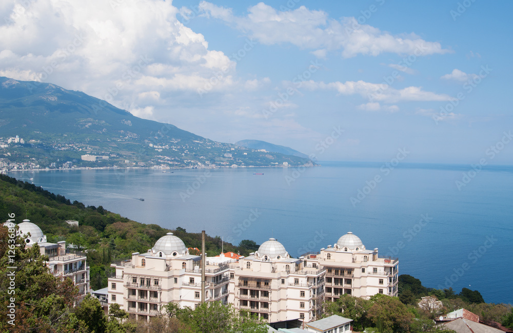 top view of Yalta coast of Black sea, Crimea 