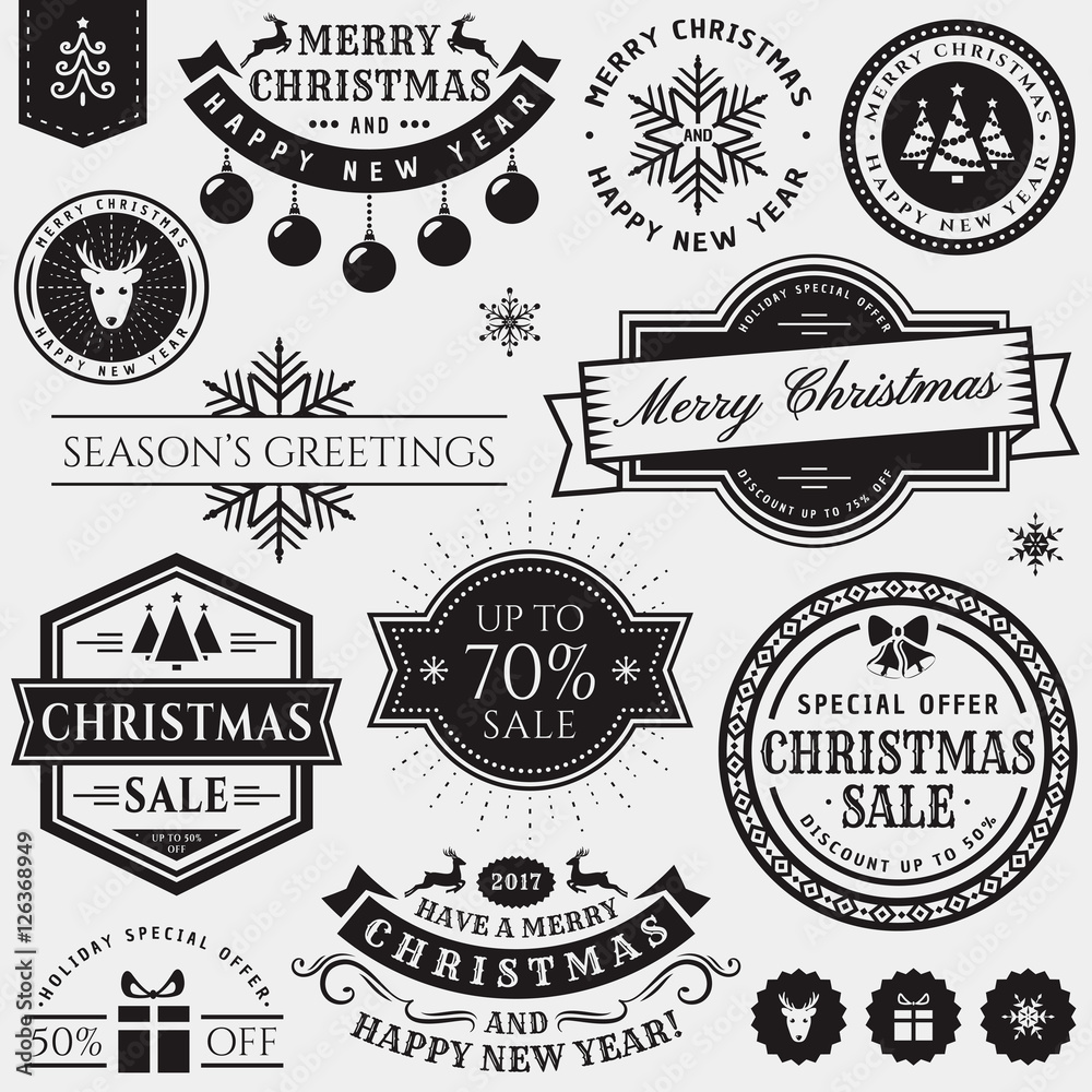 Christmas and New Year design elements.