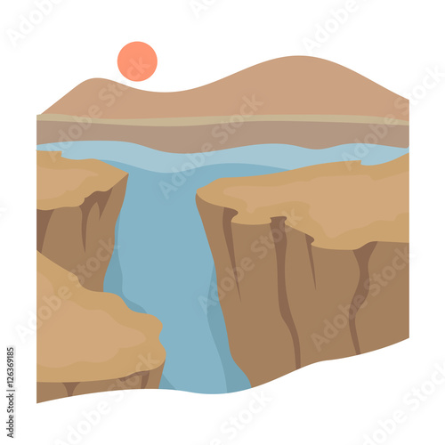 Grand Canyon icon in cartoon style isolated on white background. USA country symbol stock vector illustration.