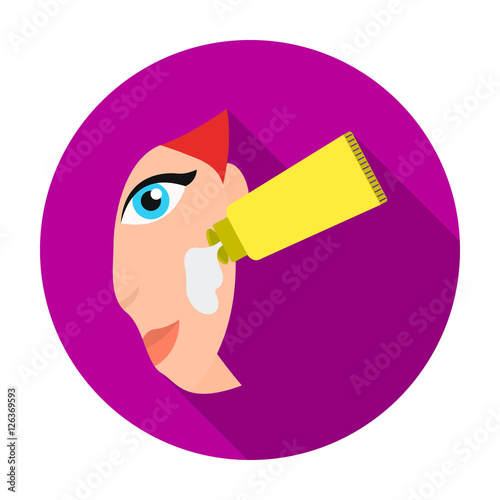 Cream for face icon in flat style isolated on white background. Skin care symbol stock vector illustration. photo