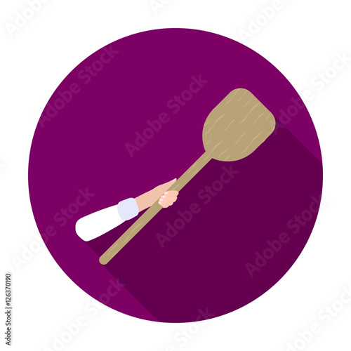 Wooden peel icon in flat style isolated on white background. Pizza and pizzeria symbol stock vector illustration.