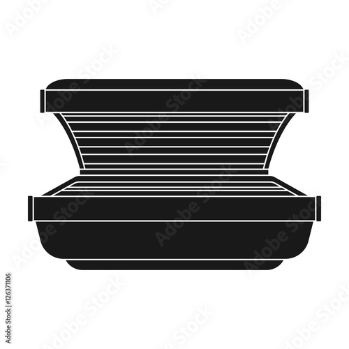 Tanning bed icon in black style isolated on white background. Skin care symbol stock vector illustration.