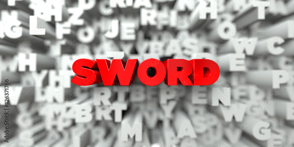 SWORD - Red text on typography background - 3D rendered royalty free stock image. This image can be used for an online website banner ad or a print postcard. SWORD - Red text on typography background - 3D rendered royalty free stock image. This image can be used for an online website banner ad or a print postcard.