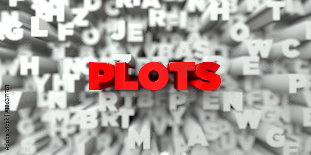 PLOTS - Red text on typography background - 3D rendered royalty free stock image. This image can be used for an online website banner ad or a print postcard. PLOTS - Red text on typography background - 3D rendered royalty free stock image. This image can be used for an online website banner ad or a print postcard.