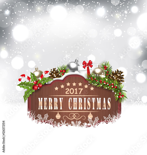 Wooden Placard and Christmas Decoration