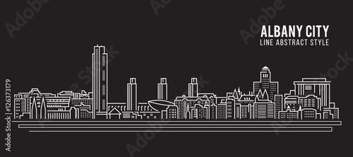 Cityscape Building Line art Vector Illustration design - Albany city