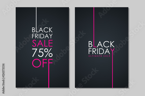 Black Friday Sale flyers. Special offer, discount up to 75% off. Flyers for business, promotion and advertising. Vector illustration.