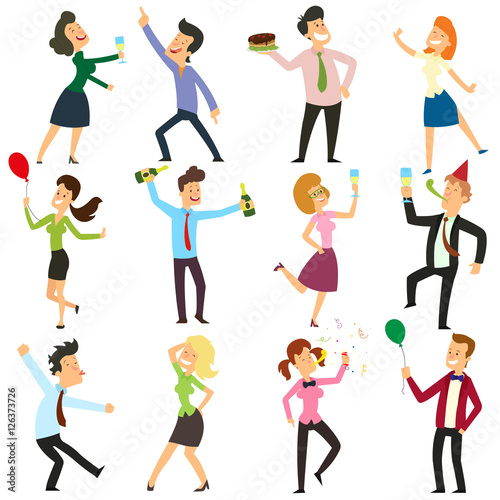funny business people dancing at a party in the office.