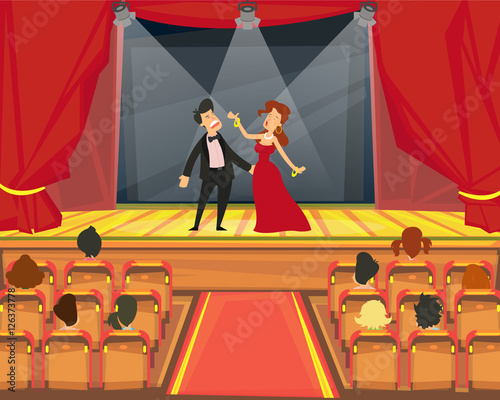 Spectators watch representation in the theater.