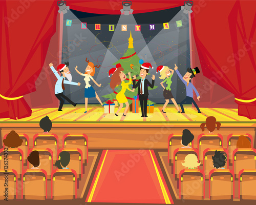 the performance of people at the New Year corporate parties on the stage.