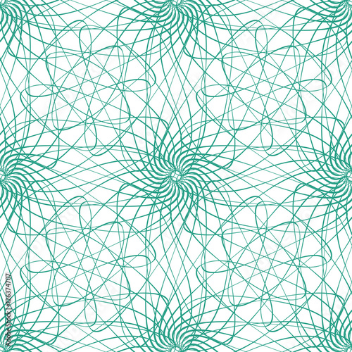 Seamless abstract background pattern with green guilloche ornament isolated on white  transparent  background. Vector illustration eps